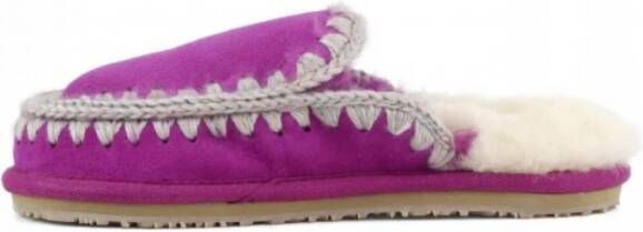 Mou Handgemaakte Suède Eskimo Stitch Pantoffels Purple Dames