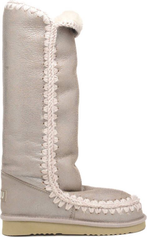 Mou Beige Gehaakte Schapenvachtlaarzen Beige Dames - Foto 7