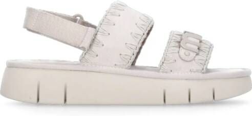 Mou Ivoor Suède Sandalen met Klittenbandsluiting