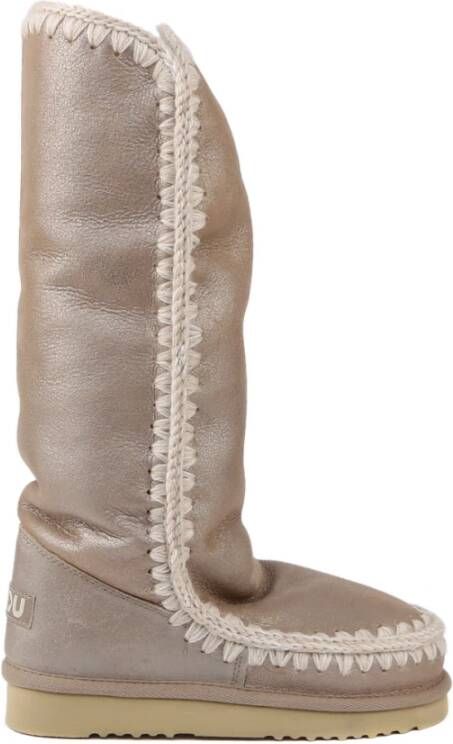 Mou Beige Gehaakte Schapenvachtlaarzen Beige Dames - Foto 9