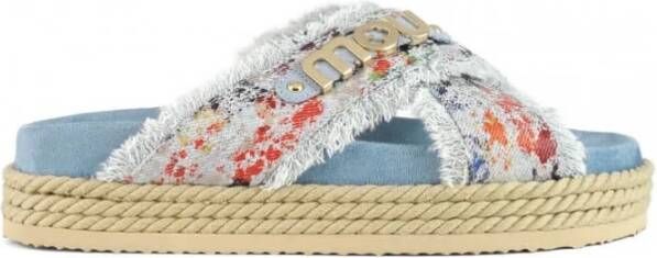 Mou Kruisende Touw Denim Sandalen Multicolor Dames