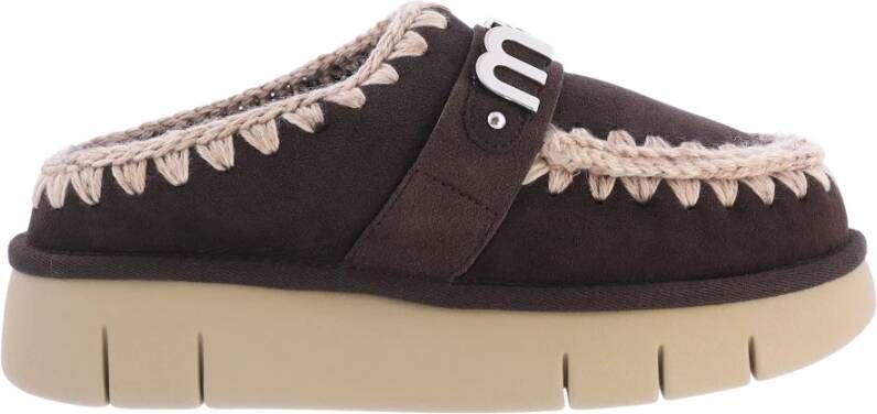 Mou Metal Logo Bounce Clog Brown Dames