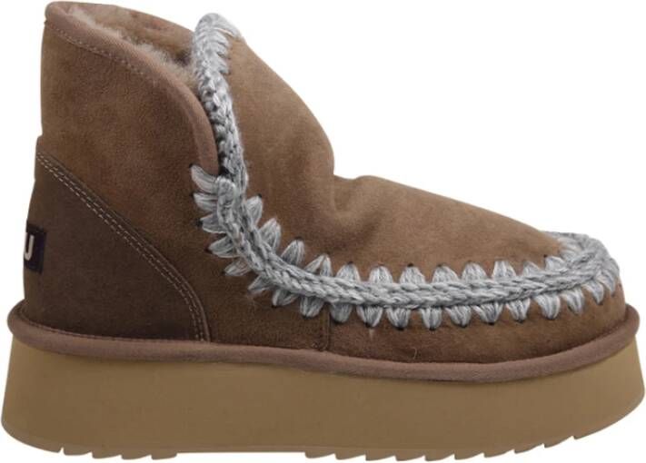 MOU Vachtlaarzen Dames Mini Eskimo Platform Boot Suède Cognac - Foto 6