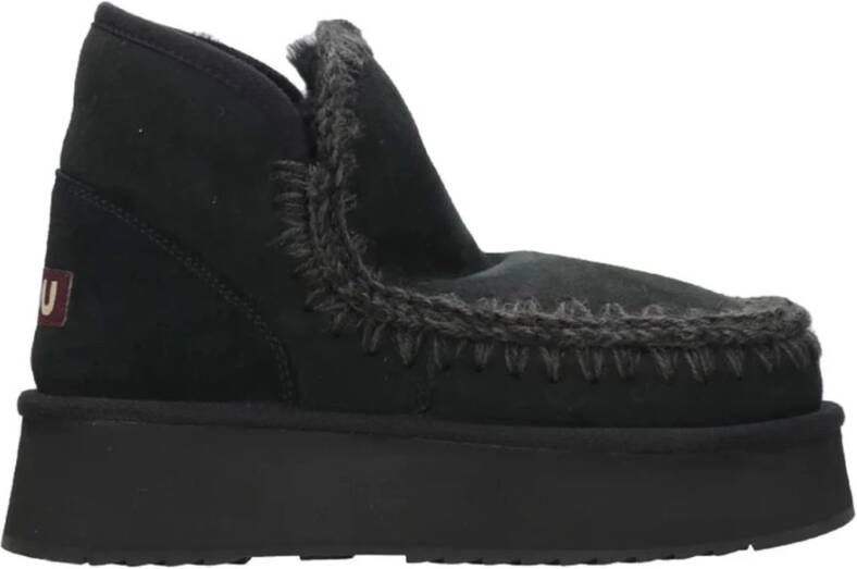 Mou Mini Eskimo Platform Suède Laars Black Dames