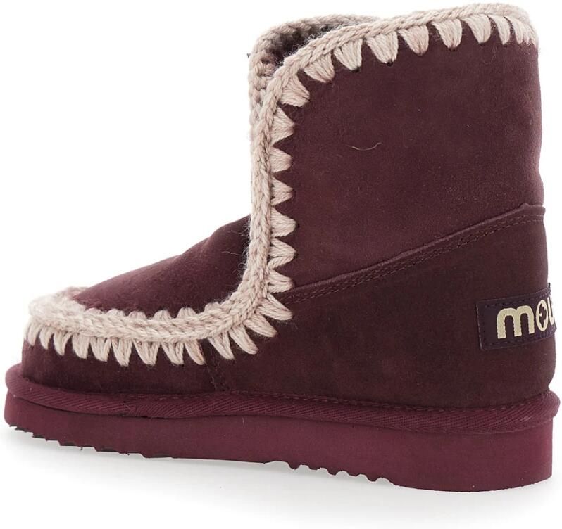 Mou Bordeaux Gehaakte Enkellaarzen met Logo