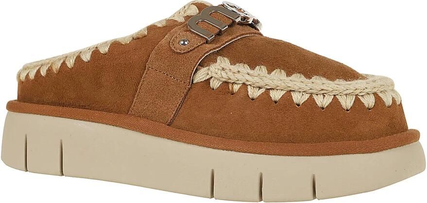 MOU Instappers Dames Bounce Clog Suède Cognac