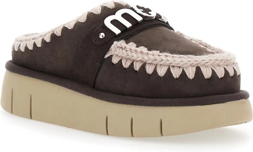 MOU Bounce Clog Metal Logo Pantoffels Dames Sloffen Bruin - Foto 9