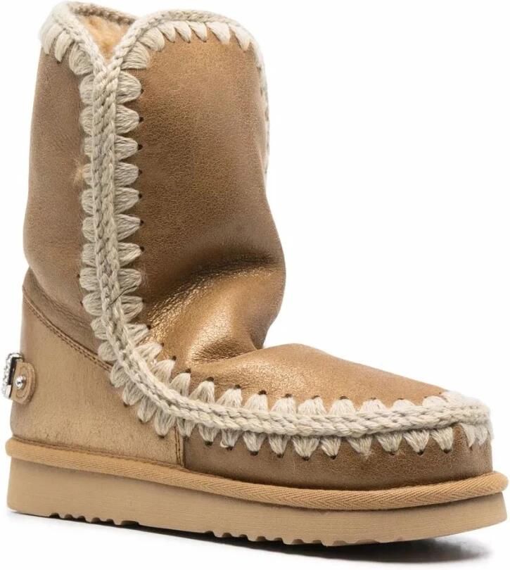 Mou Boots Ankle Boots With Unique Stitched Detailing in bruin