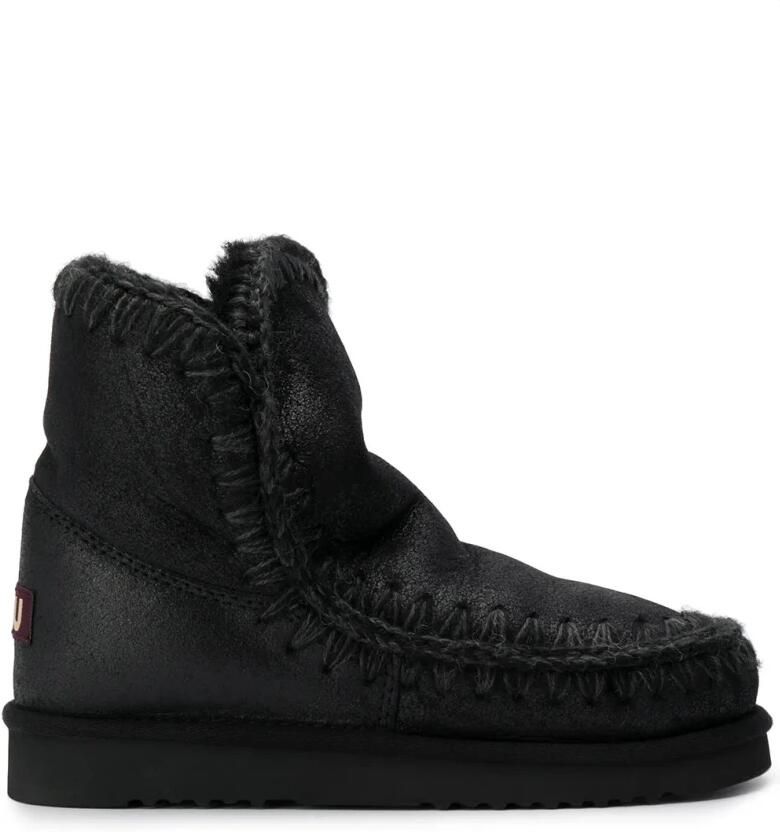 MOU Enkellaarsjes Dames Pantoffels Damesschoenen Suède Eskimo18 Zwart - Foto 5