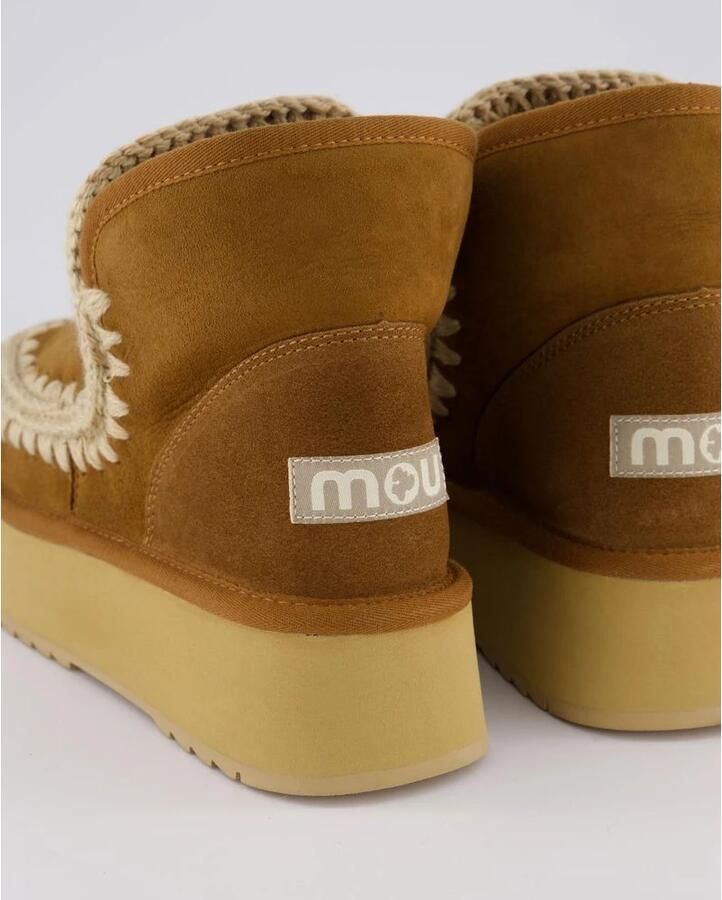 MOU Vachtlaarzen Dames Mini Eskimo Platform Boot Suède Cognac - Foto 4