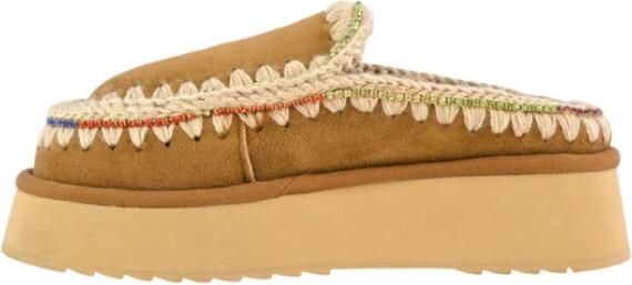 MOU Instappers Dames Clog Eskimo Platform Rhinestones Maat: 38 Materiaal: Suède Kleur: Cognac - Foto 4