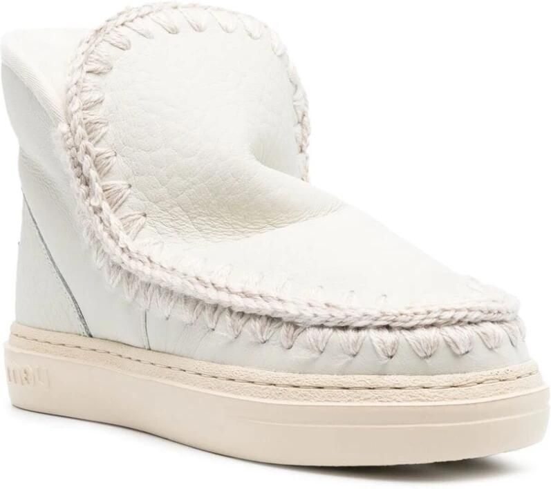 MOU Enkellaarsjes Dames Pantoffels Damesschoenen Leer Eskimo snkr bold Gebroken wit - Foto 3