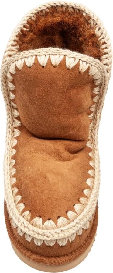 MOU Enkellaarsjes Dames Pantoffels Damesschoenen Suède Eskimo18 glit log Cognac