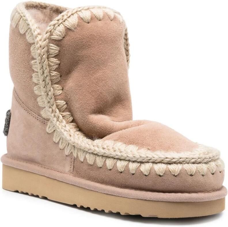 MOU Enkellaarsjes Dames Pantoffels Damesschoenen Suède Eskimo18 glit log Zand - Foto 5