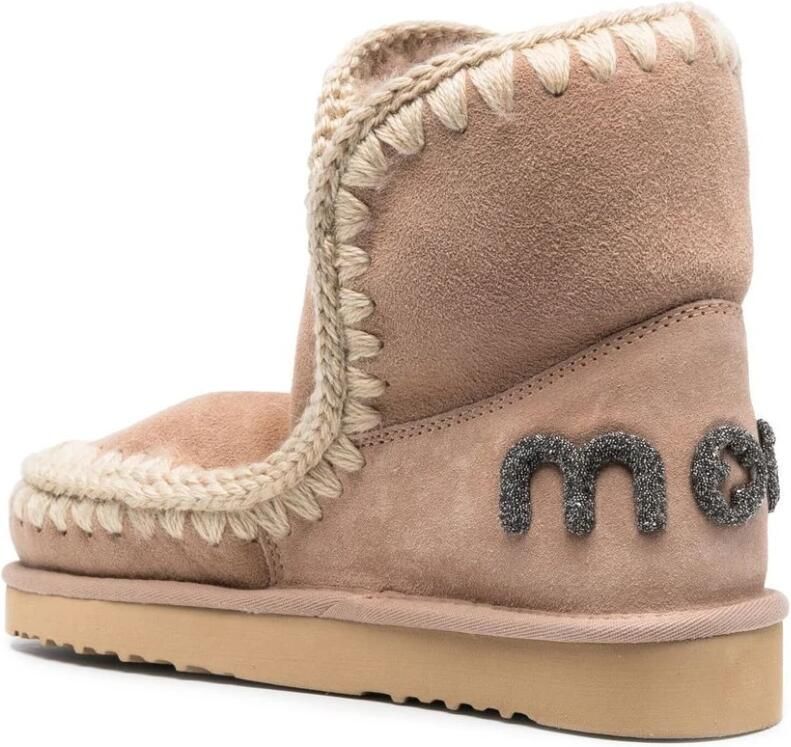MOU Enkellaarsjes Dames Pantoffels Damesschoenen Suède Eskimo18 glit log Zand - Foto 8