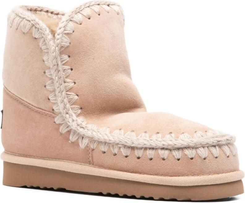 Mou Roze Wol Eskimo Enkellaarzen Beige Dames