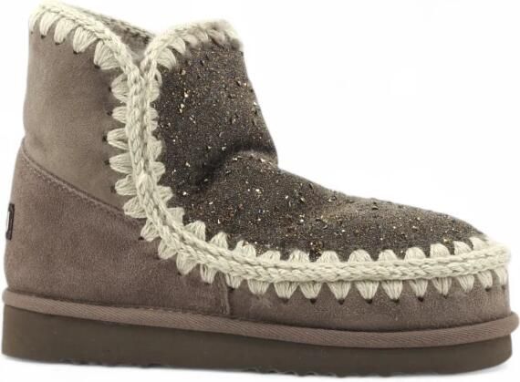 Mou Grijze Gehaakte Trimlaarzen met Faux-Fur Voering Gray Dames