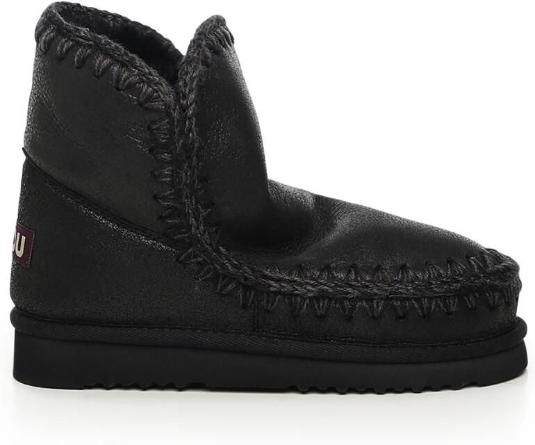 MOU Enkellaarsjes Dames Pantoffels Damesschoenen Suède Eskimo18 Zwart