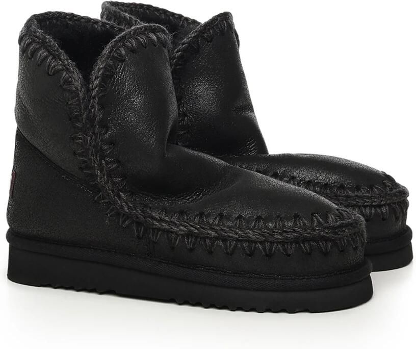 MOU Enkellaarsjes Dames Pantoffels Damesschoenen Suède Eskimo18 Zwart - Foto 3