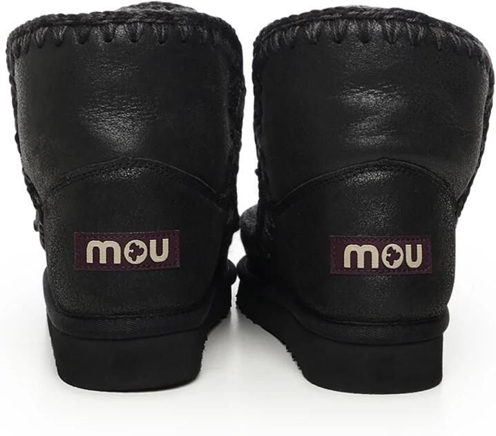 MOU Enkellaarsjes Dames Pantoffels Damesschoenen Suède Eskimo18 Zwart - Foto 5