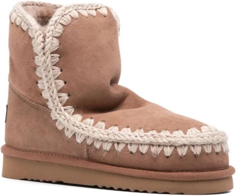 MOU Enkellaarsjes Dames Pantoffels Damesschoenen Suède Eskimo18 glit log Zand - Foto 14