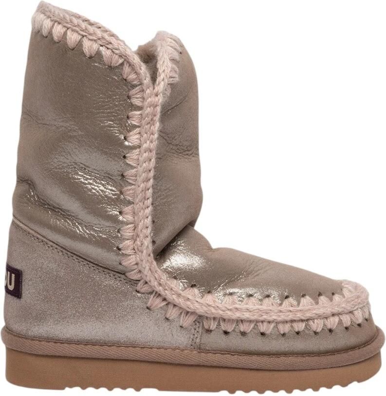 Mou Zilver Metallic Enkellaarzen Aw23 Gray Dames