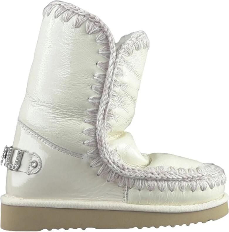 Mou Suède Enkellaarzen met Zijstiksels en Rubberen Zool Beige Dames