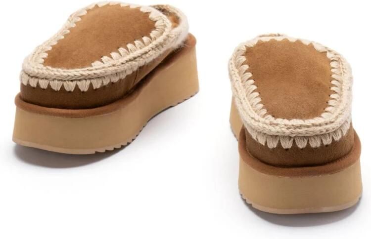 MOU Instappers Dames Clog Eskimo Platform Suède Cognac - Foto 3