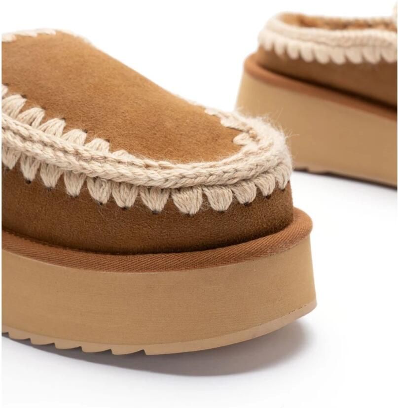 MOU Instappers Dames Clog Eskimo Platform Suède Cognac - Foto 7