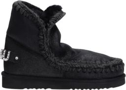 Mou Korte Eskimo Laars met Juweel in Zwart Black Dames