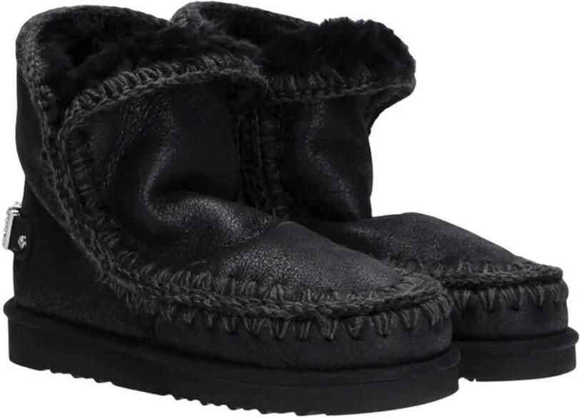 Mou Korte Eskimo Laars met Juweel in Zwart Black Dames