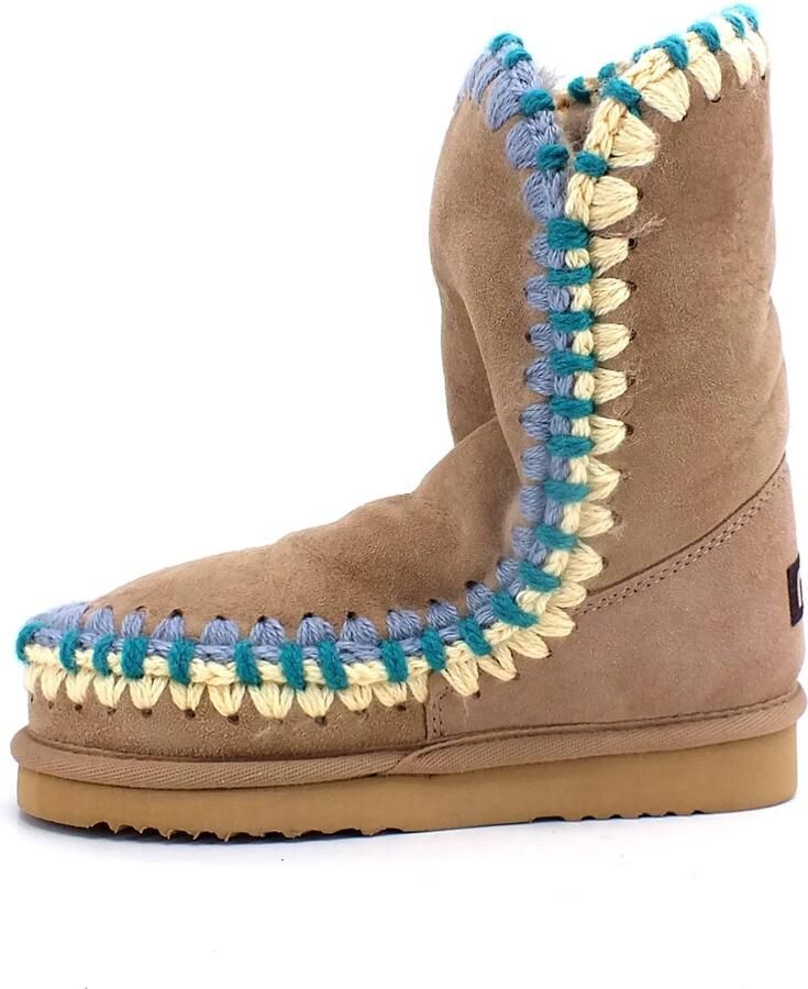 Mou Handgemaakte 3D Geborduurde Schapenvachtlaarzen Brown Dames - Foto 2
