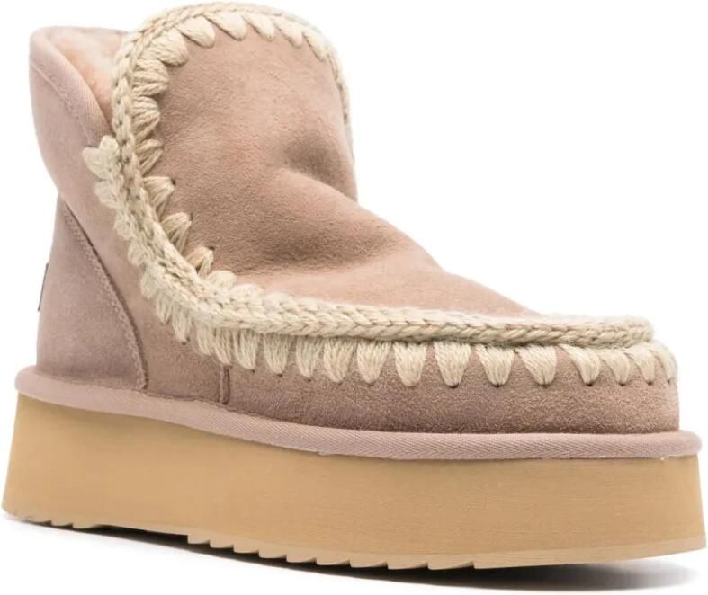 MOU Vachtlaarzen Dames Mini Eskimo Platform Boot Maat: 39 Materiaal: Suède Kleur: Beige - Foto 2