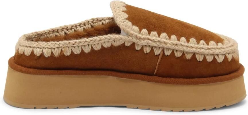 MOU Instappers Dames Clog Eskimo Platform Suède Cognac - Foto 8