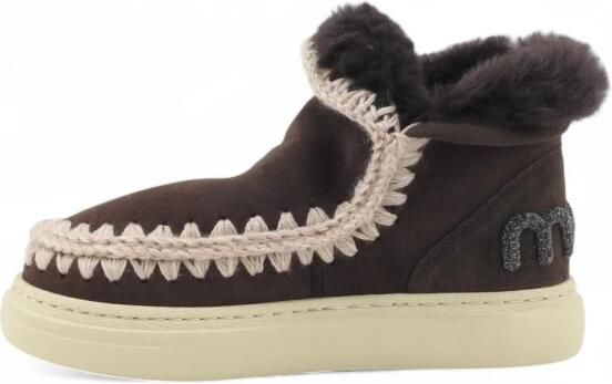 Mou Bruine Omgekeerde Schapenvacht en Suède Enkellaars Bruin Dames - Foto 2