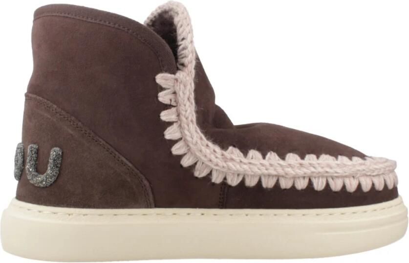 Mou Bruine Omgekeerde Schapenvacht en Suède Enkellaars Brown Dames