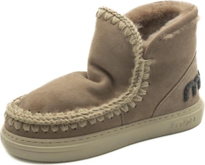 MOU Vachtlaarzen Dames Eskimo Sneaker Bold Glitter Logo Maat: 35 Materiaal: Suède Kleur: Beige - Foto 4