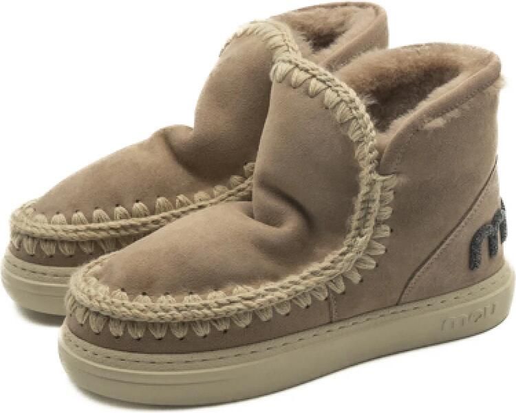 MOU Vachtlaarzen Dames Eskimo Sneaker Bold Glitter Logo Maat: 35 Materiaal: Suède Kleur: Beige - Foto 3
