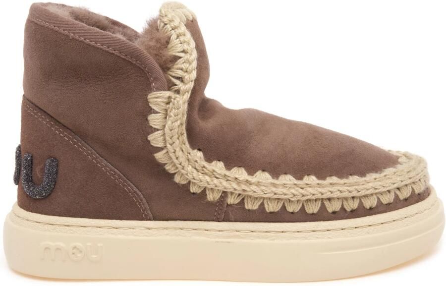 MOU Enkellaarsjes Dames Pantoffels Damesschoenen Suède Eskimo bold glitt Taupe - Foto 9