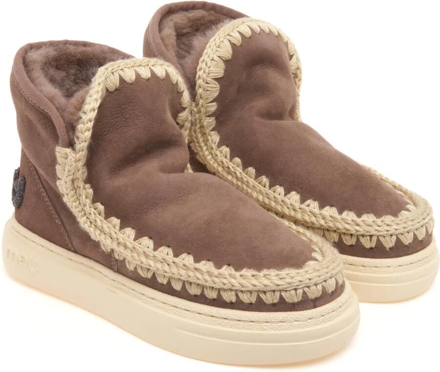 MOU Enkellaarsjes Dames Pantoffels Damesschoenen Suède Eskimo bold glitt Taupe - Foto 4