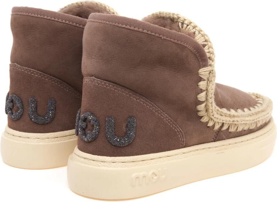 MOU Enkellaarsjes Dames Pantoffels Damesschoenen Suède Eskimo bold glitt Taupe - Foto 7