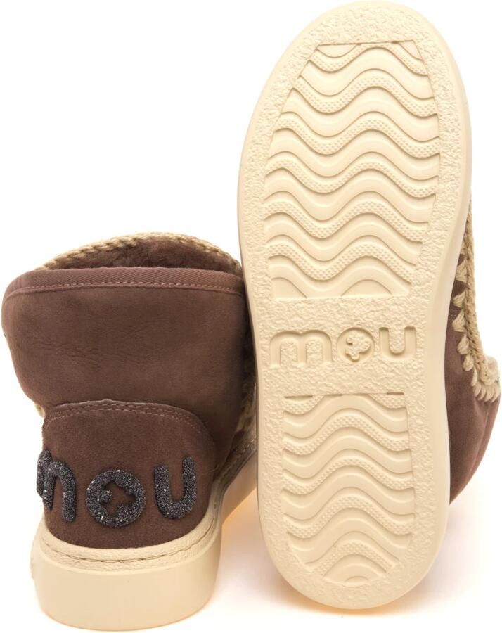 MOU Enkellaarsjes Dames Pantoffels Damesschoenen Suède Eskimo bold glitt Taupe - Foto 5
