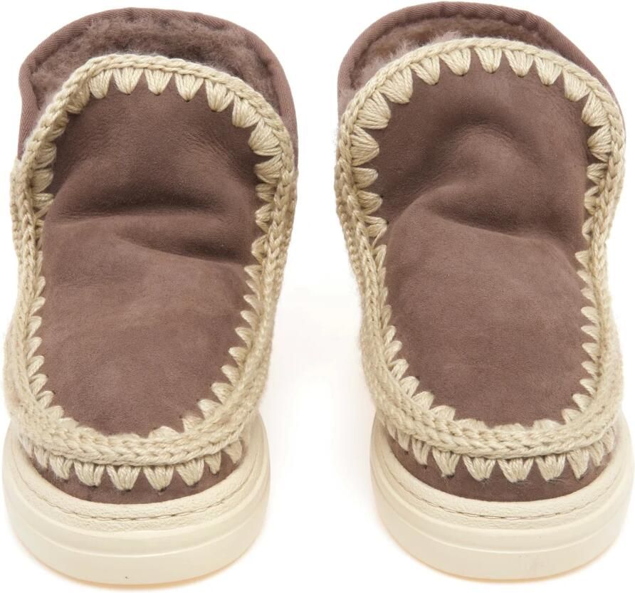 MOU Enkellaarsjes Dames Pantoffels Damesschoenen Suède Eskimo bold glitt Taupe - Foto 2