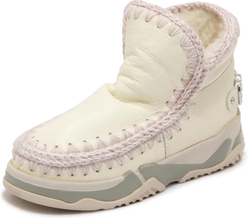 Mou Witte Leren Winterlaarzen voor Vrouwen Beige Dames