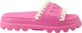 Mou Fuchsia Sandalen met Reliëf Logo Pink Dames - Roze