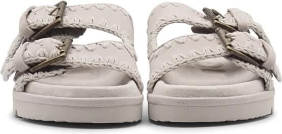 MOU Slippers Dames Low Bio Sandal 2buckles Monoch Maat: 36 Materiaal: Suède Kleur: Grijs - Foto 2