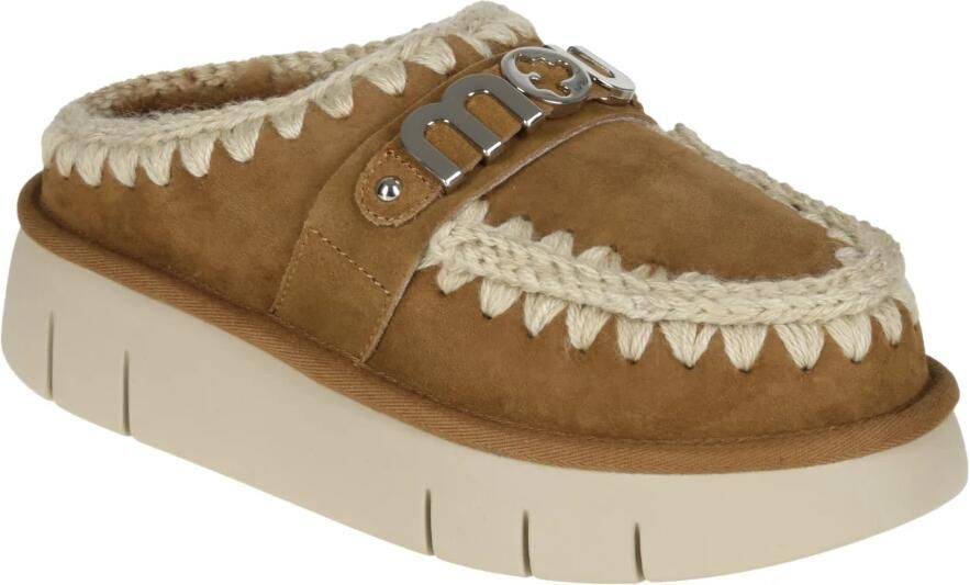 MOU Instappers Dames Bounce Clog Suède Cognac