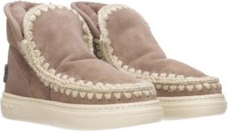 MOU Enkellaarsjes Dames Pantoffels Damesschoenen Suède Eskimo bold glitt Taupe