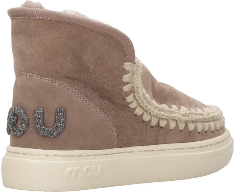 MOU Enkellaarsjes Dames Pantoffels Damesschoenen Suède Eskimo bold glitt Taupe - Foto 8