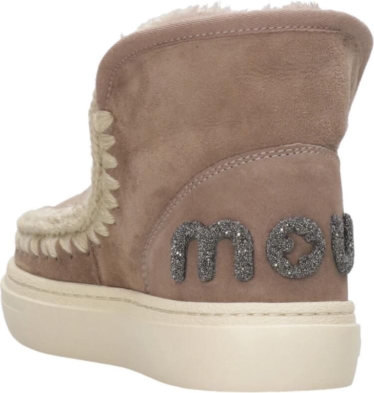 MOU Enkellaarsjes Dames Pantoffels Damesschoenen Suède Eskimo bold glitt Taupe - Foto 6